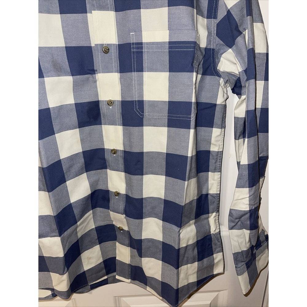 LL Bean Men's Traditional Fit Shirt Long Sleeve Blue White Plaid Button Down - Picture 7 of 12